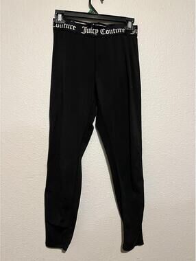 Juicy Couture Black Leggings with Logo Waistband Size M